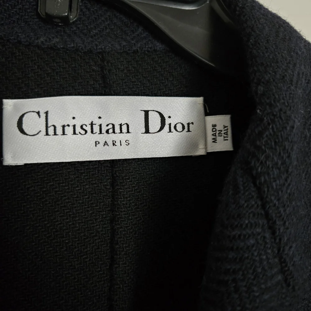 Dior Women's Navy Blue / Gray Bar Jacket Wool Sz 8 US NWT
